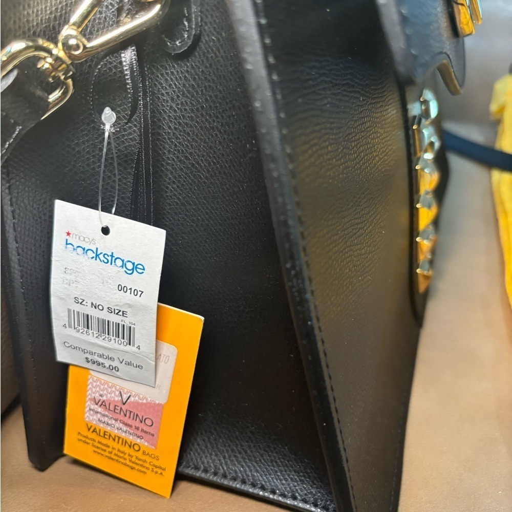 NWT Valentino Black Shoulder Bag crossbody with Gold Accents - Picture 4 of 9